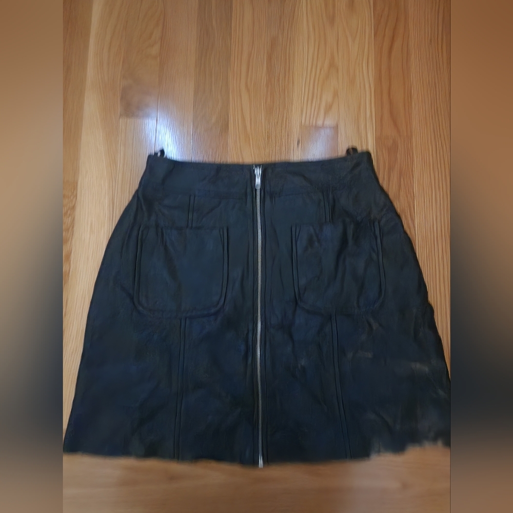 DD- Black Pleather Mini Skirt with Front Zipper